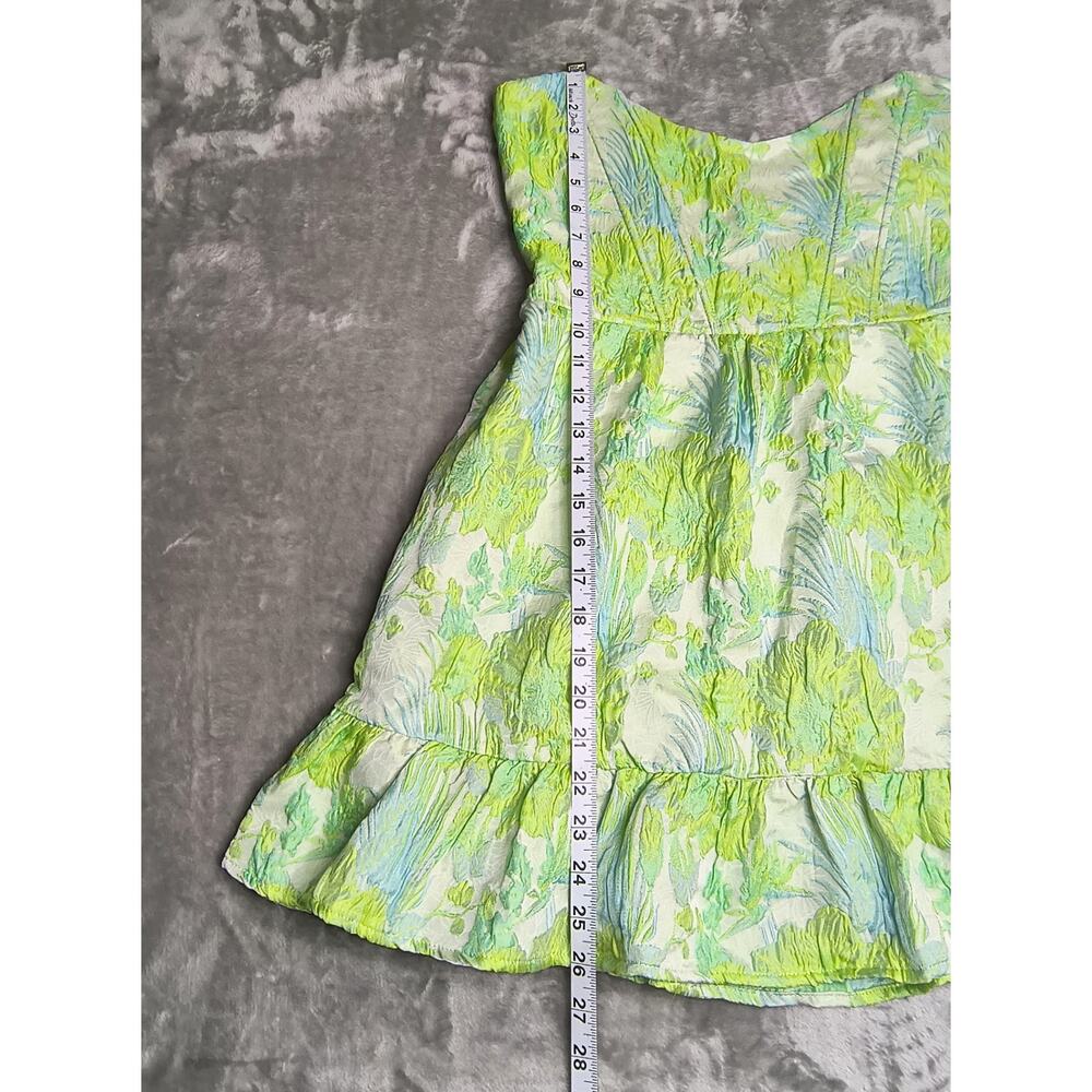 Lulus Atlia Lime Green Jacquard Bustier Mini Dress - Size L - NWT - Picture 7 of 12